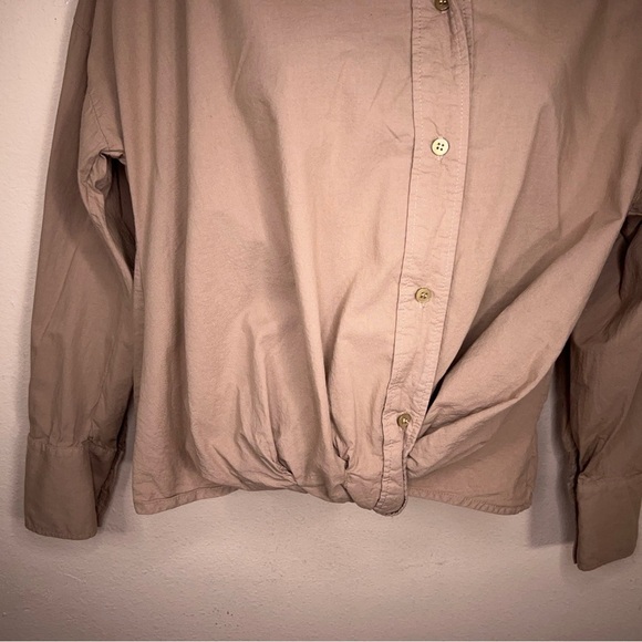 New XS Stateside Beige Tan Cotton Button Up Shirt Womens Neutral Lightweight - Picture 6 of 15